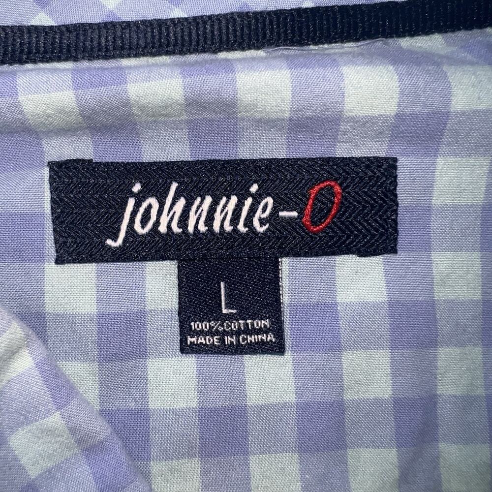 Johnnie-O Shirt Mens Size L Blue Gingham Plaid Button Up Silver Lake Preppy Logo - Picture 3 of 12